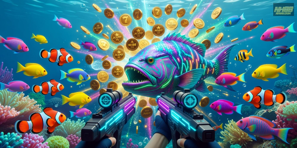 Minh họa giao diện trò chơi bắn cá nổ hũ nh88 với đồ họa sống động và jackpot hấp dẫn