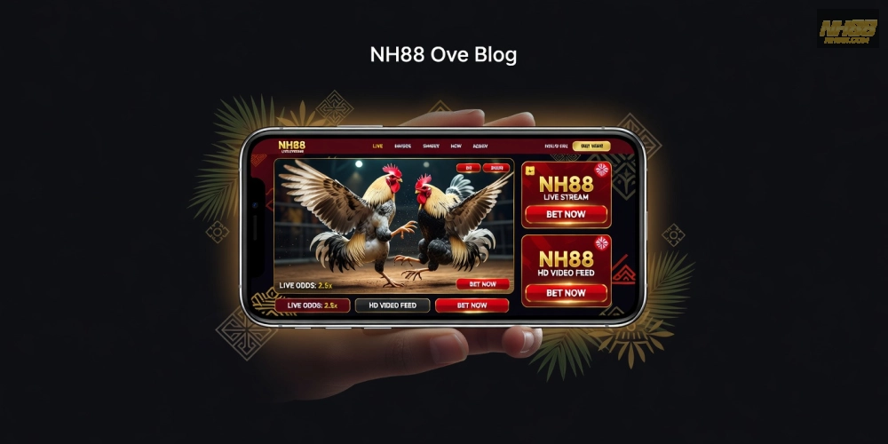 Hình minh họa khái niệm đá gà trực tuyến nh88 với giao diện hiện đại và stream sống động.