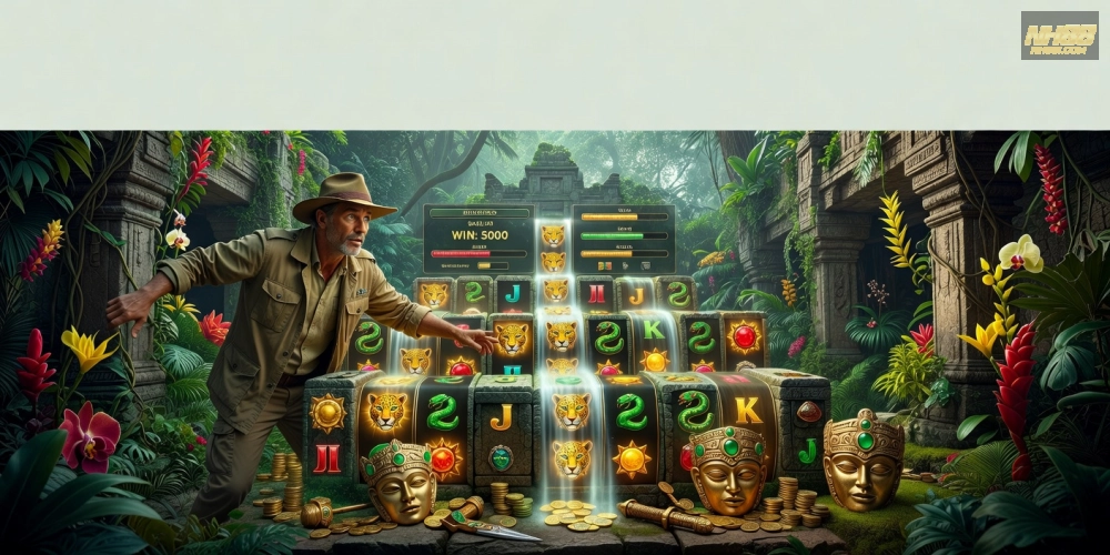 Trải nghiệm Gonzo's Quest Megaways với hiệu ứng avalanche sống động trên nh88